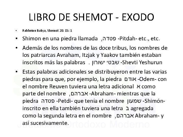LIBRO DE SHEMOT - EXODO • Rabbeinu Bahya, Shemot 28: 15: 1 • Shimon