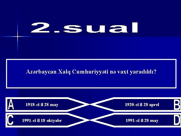 Azərbaycan Xalq Cumhuriyyəti nə vaxt yaradıldı? 1918 -ci il 28 may 1920 -ci il