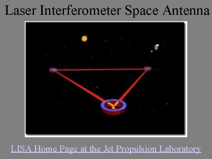 Laser Interferometer Space Antenna LISA Home Page at the Jet Propulsion Laboratory 