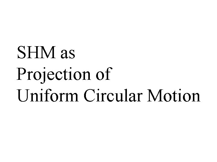 SHM as Projection of Uniform Circular Motion 