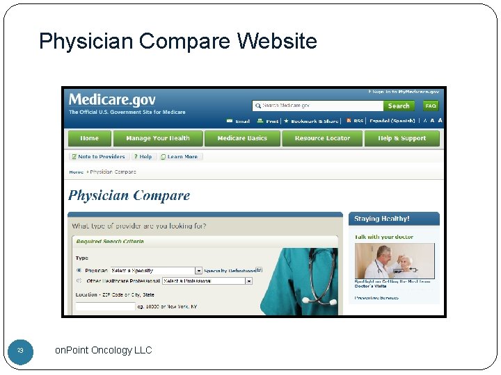 Physician Compare Website 23 on. Point Oncology LLC 