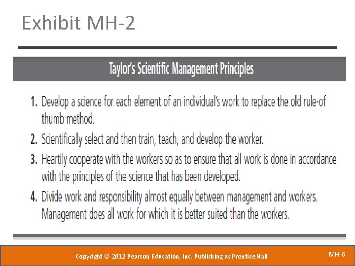 Exhibit MH-2 Copyright © 2012 Pearson Education, Inc. Publishing as Prentice Hall MH-6 