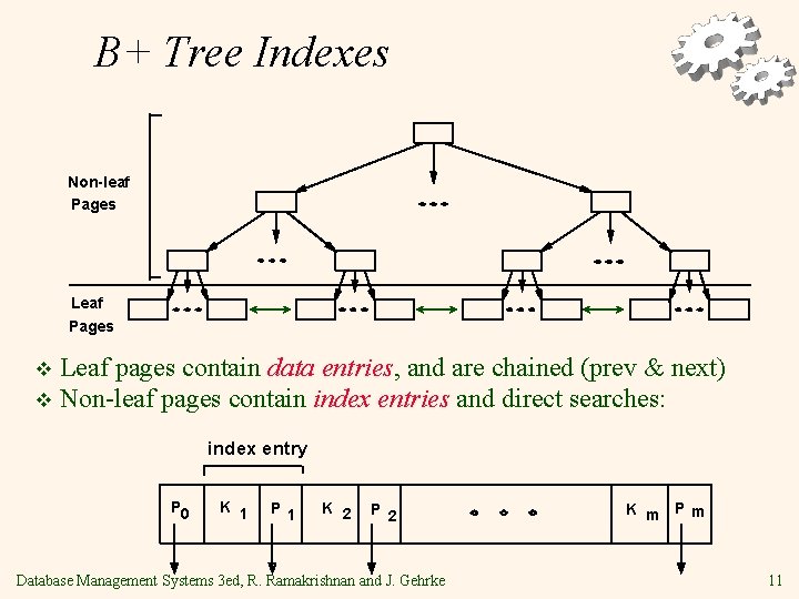 B+ Tree Indexes Non-leaf Pages Leaf pages contain data entries, and are chained (prev