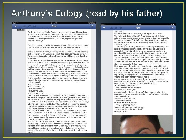 Anthony’s Eulogy (read by his father) 