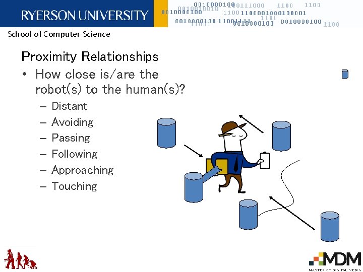 School of Computer Science Proximity Relationships • How close is/are the robot(s) to the