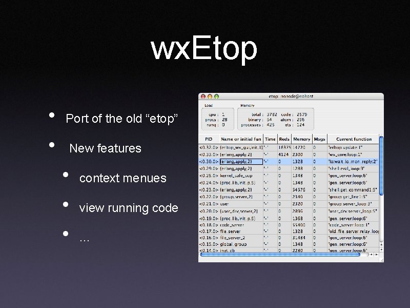wx. Etop • • Port of the old “etop” New features • • •