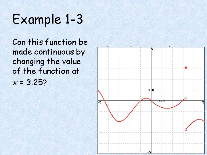 Example 1 -3 Can this function be made continuous by changing the value of