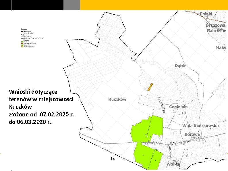 Wnioski dotyczące terenów w miejscowości Kuczków złożone od 07. 02. 2020 r. do 06.
