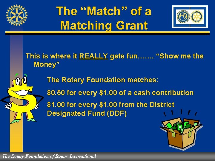 The “Match” of a Matching Grant This is where it REALLY gets fun……. “Show