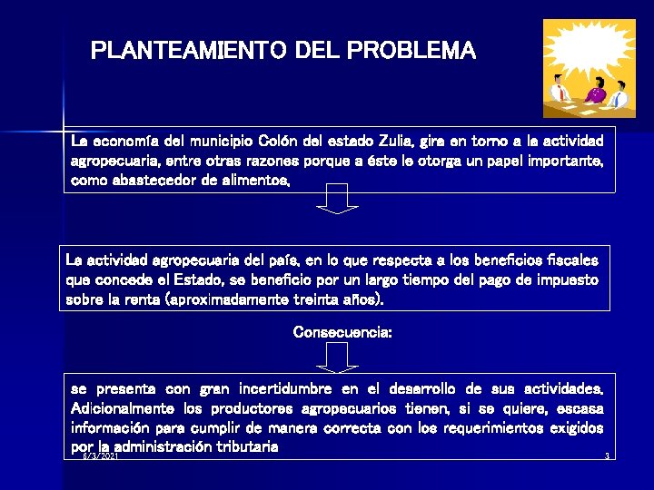 PLANTEAMIENTO DEL PROBLEMA La economía del municipio Colón del estado Zulia, gira en torno