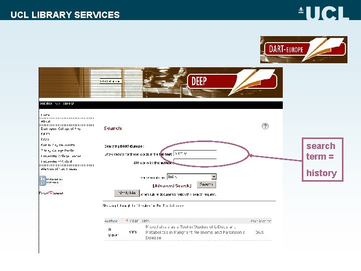 UCL LIBRARY SERVICES search term = history 