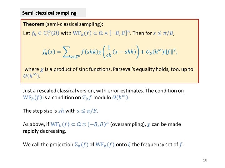 Semi-classical sampling 10 