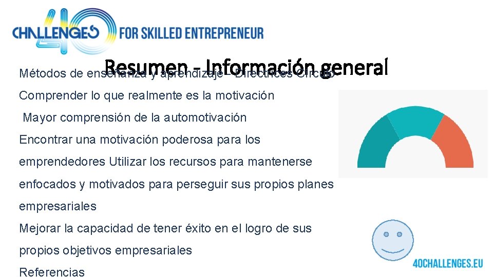 Resumen - Información general Métodos de enseñanza y aprendizaje - Directrices Círculo Comprender lo