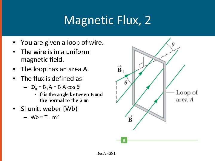 Magnetic Flux, 2 • You are given a loop of wire. • The wire