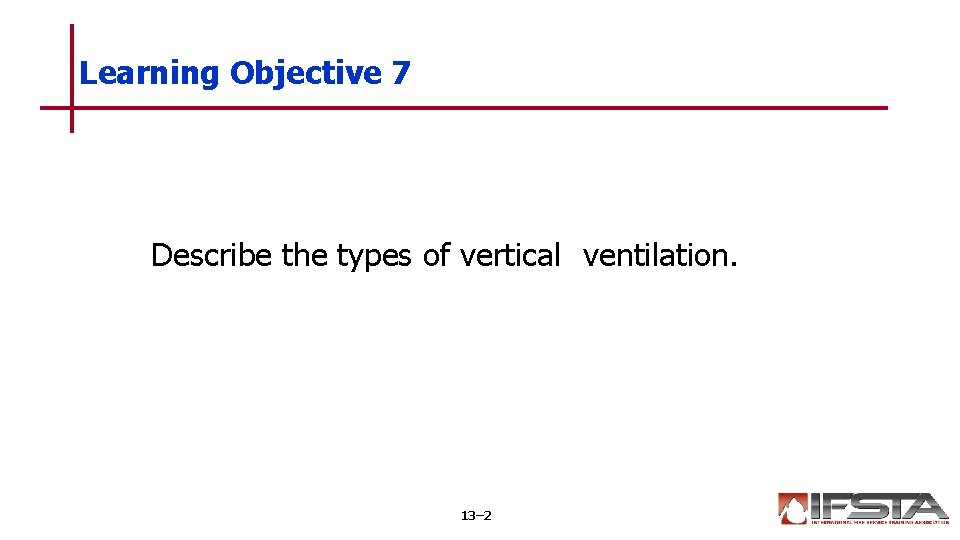 Learning Objective 7 Describe the types of vertical ventilation. 13– 2 