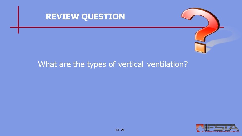 REVIEW QUESTION What are the types of vertical ventilation? 13– 21 