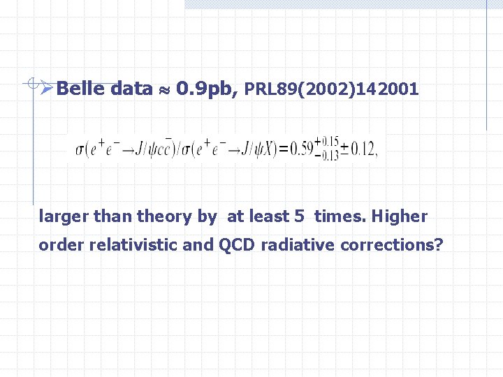 ØBelle data 0. 9 pb, PRL 89(2002)142001 larger than theory by at least 5