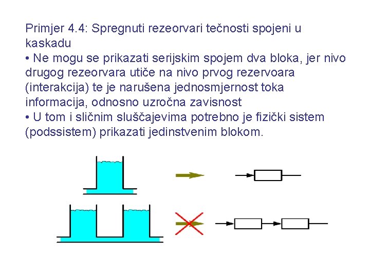 Primjer 4. 4: Spregnuti rezeorvari tečnosti spojeni u kaskadu • Ne mogu se prikazati