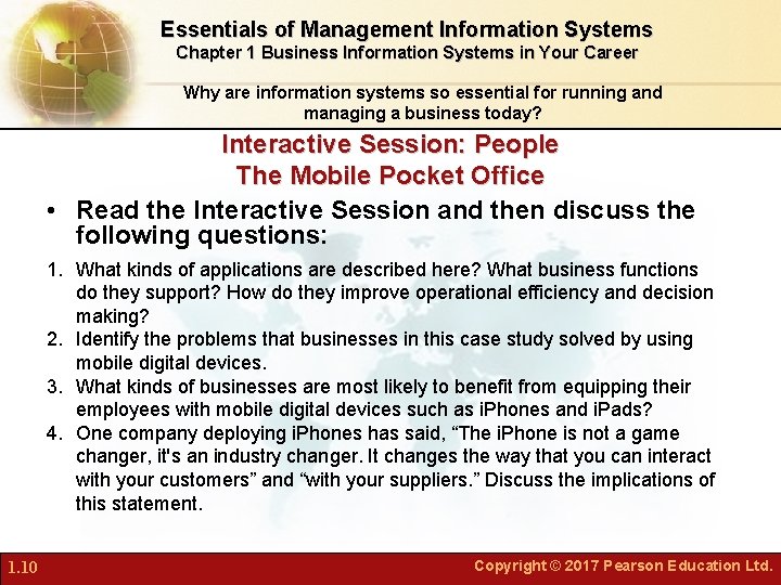 Essentials of Management Information Systems Chapter 1 Business Information Systems in Your Career Why