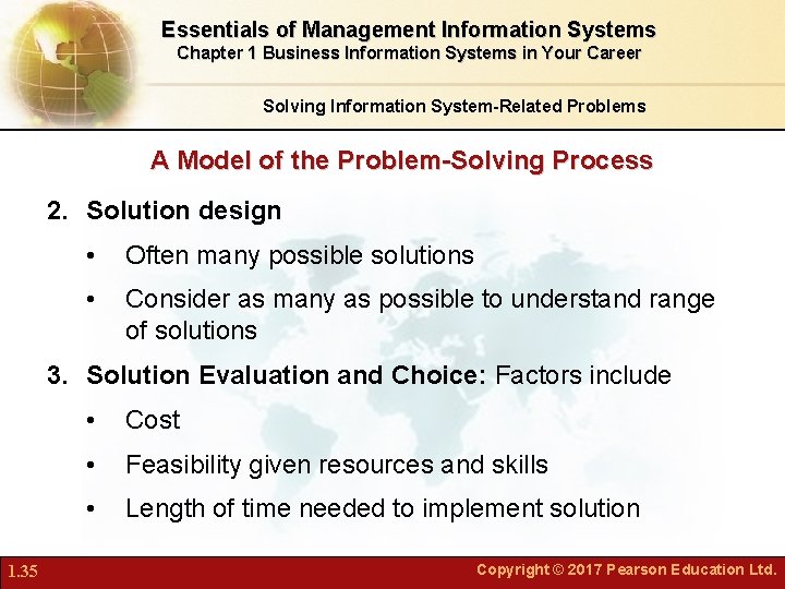 Essentials of Management Information Systems Chapter 1 Business Information Systems in Your Career Solving