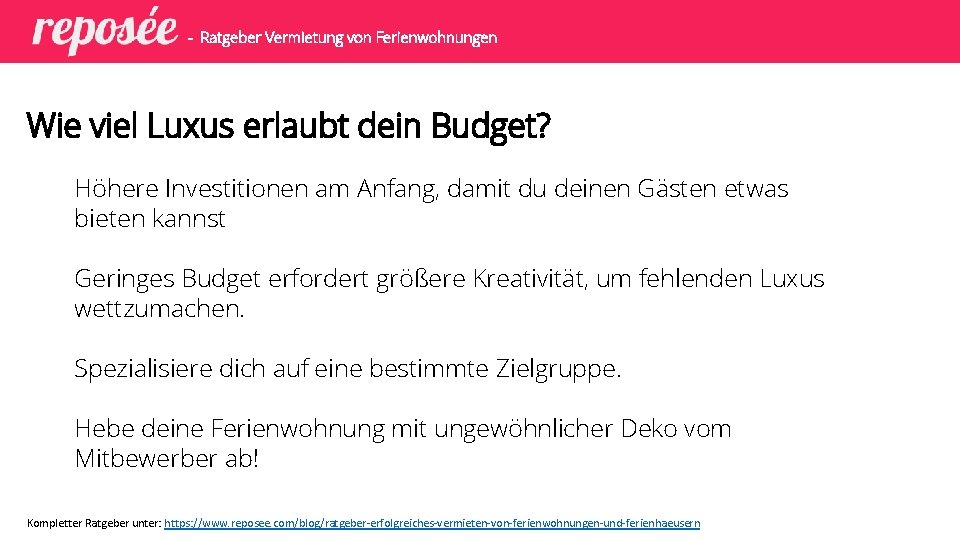 - Ratgeber Vermietung von Ferienwohnungen Wie viel Luxus erlaubt dein Budget? Höhere Investitionen am