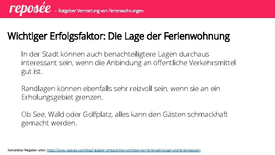 - Ratgeber Vermietung von Ferienwohnungen Wichtiger Erfolgsfaktor: Die Lage der Ferienwohnung In der Stadt