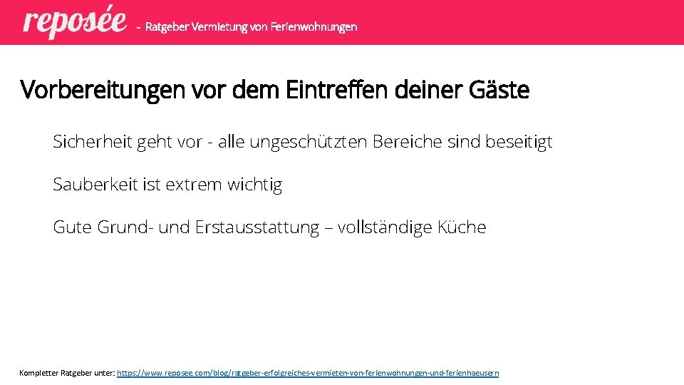 - Ratgeber Vermietung von Ferienwohnungen Vorbereitungen vor dem Eintreffen deiner Gäste Sicherheit geht vor