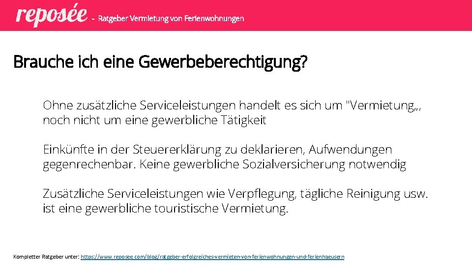 - Ratgeber Vermietung von Ferienwohnungen Brauche ich eine Gewerbeberechtigung? Ohne zusätzliche Serviceleistungen handelt es