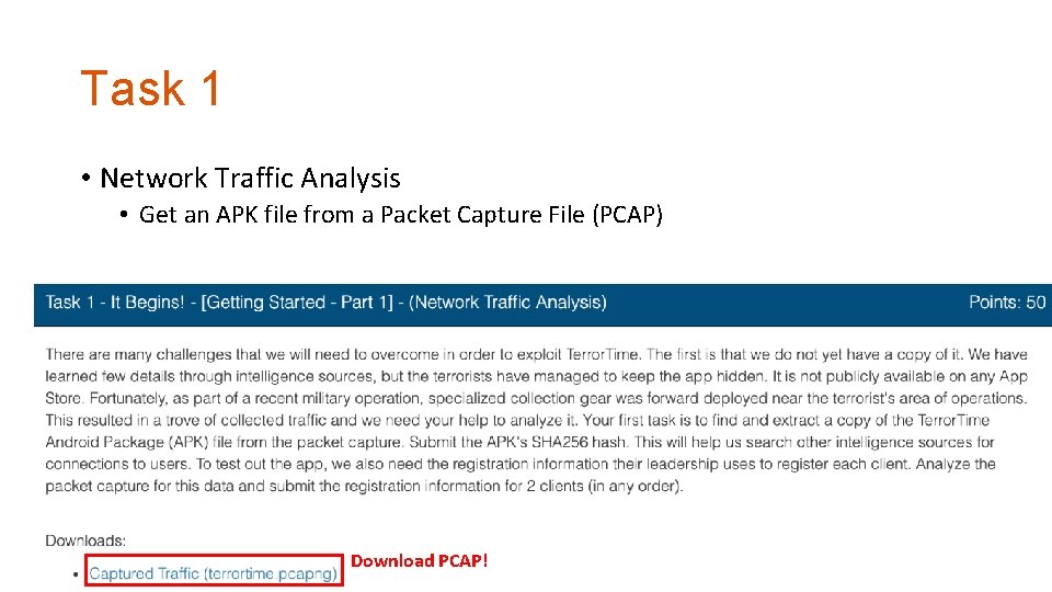 Task 1 • Network Traffic Analysis • Get an APK file from a Packet