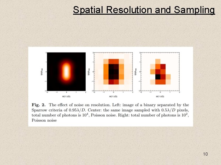 Spatial Resolution and Sampling 10 