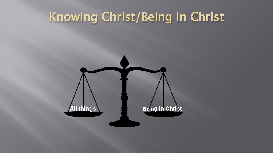 Knowing Christ/Being in Christ All things Being in Christ 