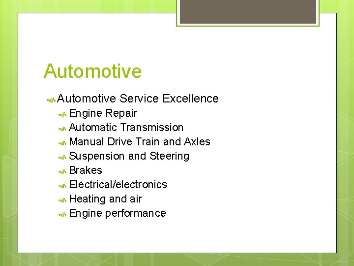 Automotive Engine Service Excellence Repair Automatic Transmission Manual Drive Train and Axles Suspension and