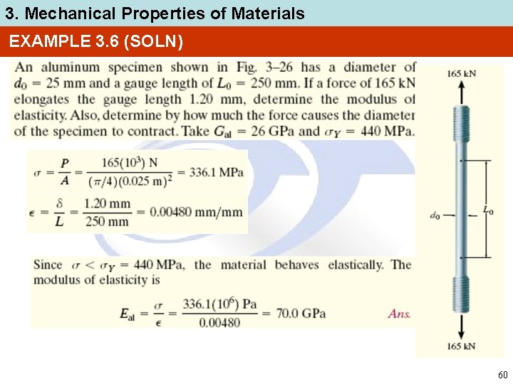 3. Mechanical Properties of Materials EXAMPLE 3. 6 (SOLN) 60 