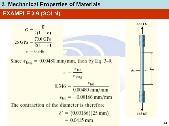 3. Mechanical Properties of Materials EXAMPLE 3. 6 (SOLN) 61 