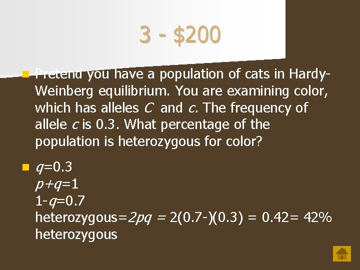 3 $200 n Pretend you have a population of cats in Hardy Weinberg equilibrium.