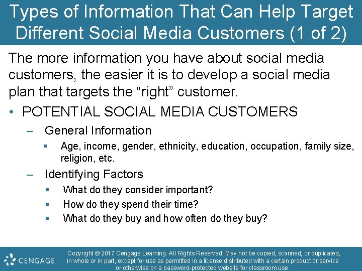 Types of Information That Can Help Target Different Social Media Customers (1 of 2)
