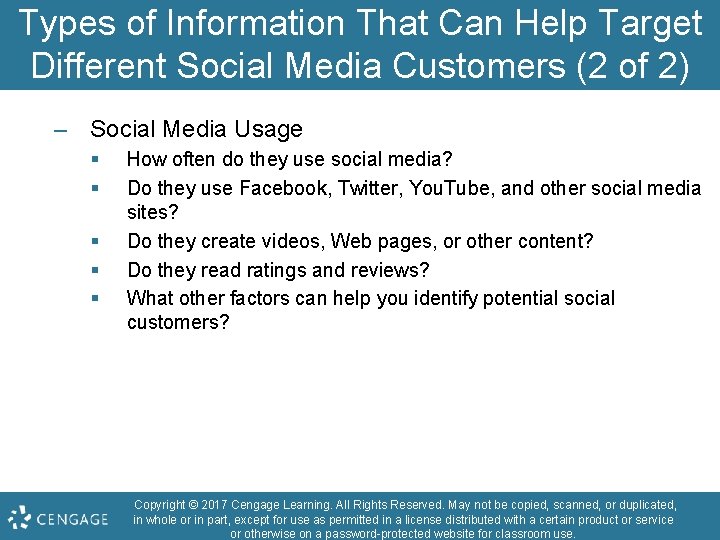 Types of Information That Can Help Target Different Social Media Customers (2 of 2)