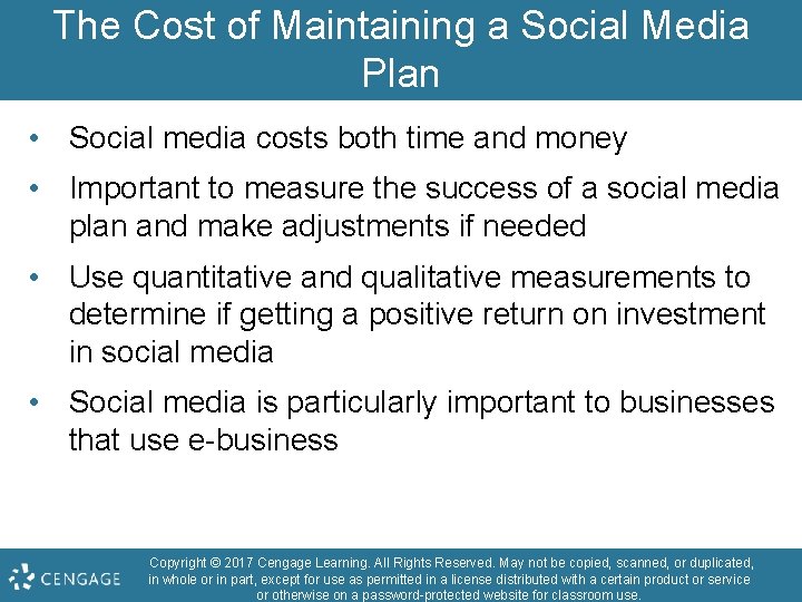 The Cost of Maintaining a Social Media Plan • Social media costs both time