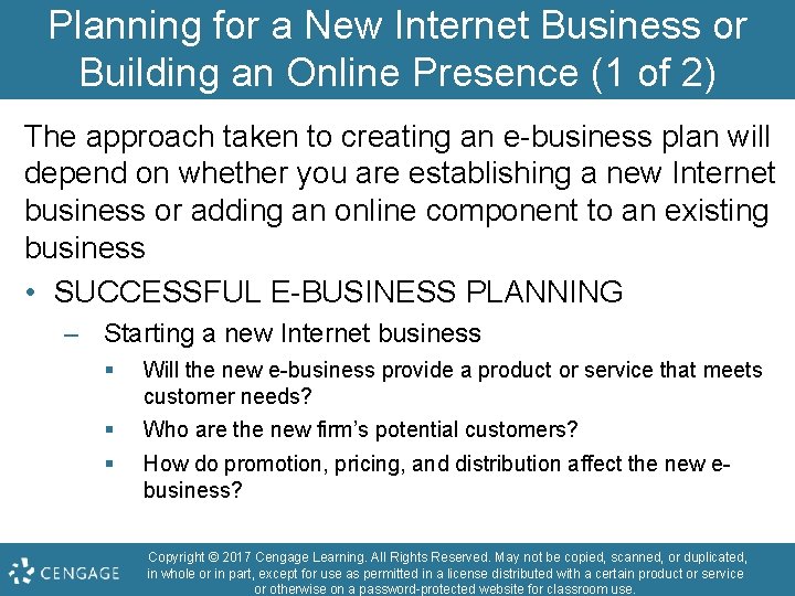 Planning for a New Internet Business or Building an Online Presence (1 of 2)