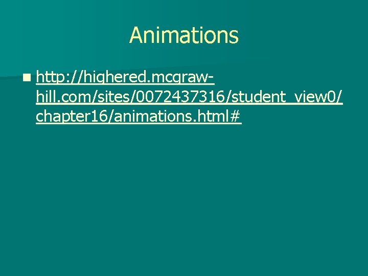 Animations n http: //highered. mcgraw- hill. com/sites/0072437316/student_view 0/ chapter 16/animations. html# 