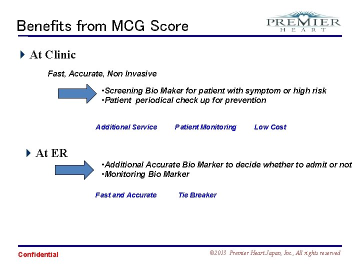 Benefits from MCG Score 4 At Clinic Fast, Accurate, Non Invasive • Screening Bio