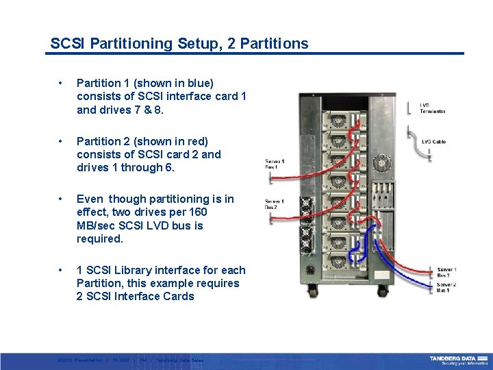 SCSI Partitioning Setup, 2 Partitions • Partition 1 (shown in blue) consists of SCSI