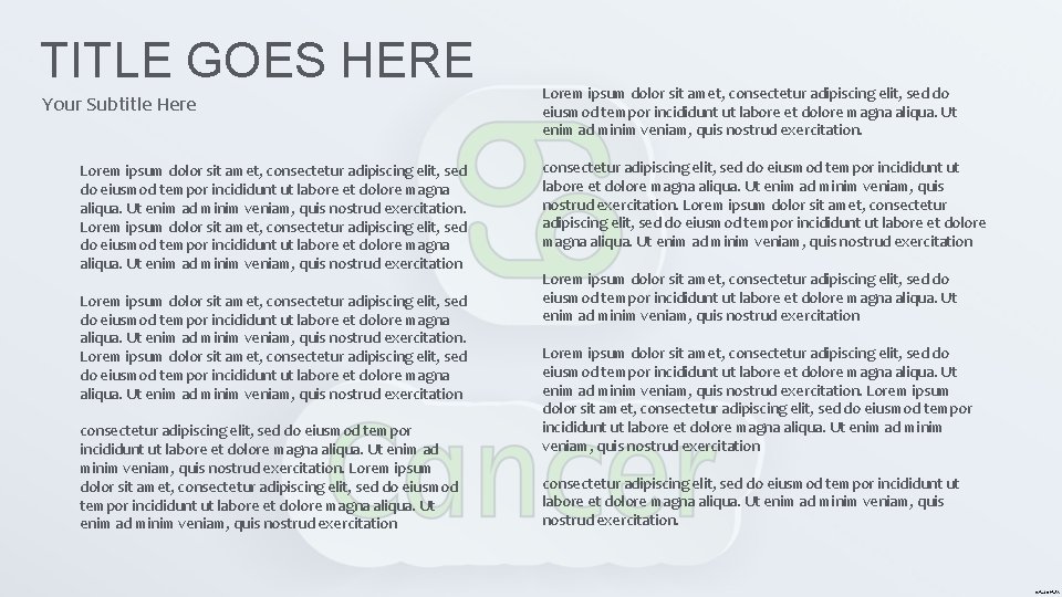 TITLE GOES HERE Your Subtitle Here Lorem ipsum dolor sit amet, consectetur adipiscing elit,