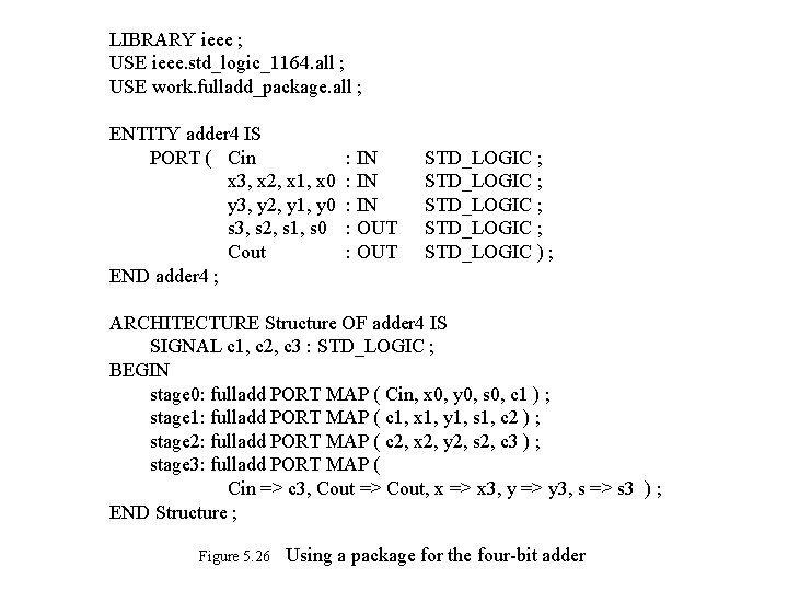 LIBRARY ieee ; USE ieee. std_logic_1164. all ; USE work. fulladd_package. all ; ENTITY