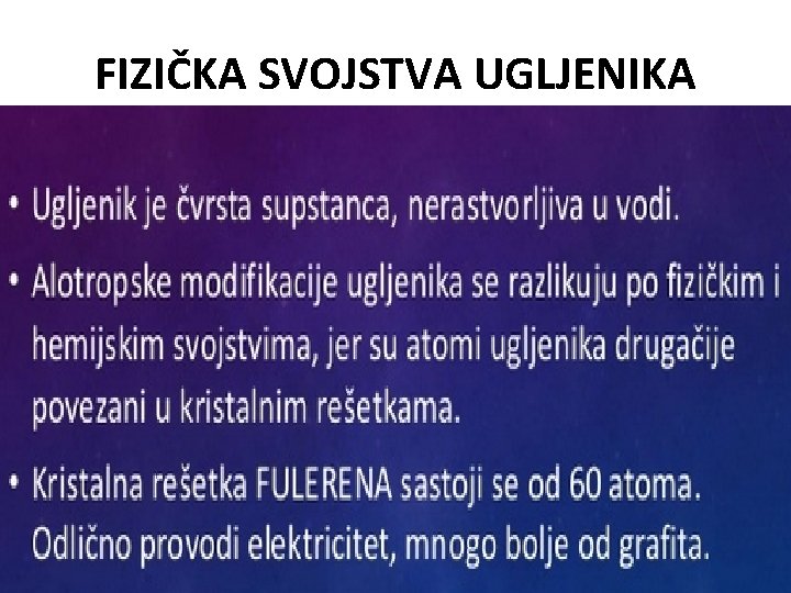 FIZIČKA SVOJSTVA UGLJENIKA 