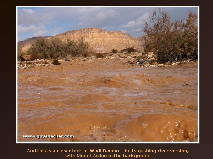 And this is a closer look at Wadi Ramon – in its gushing river