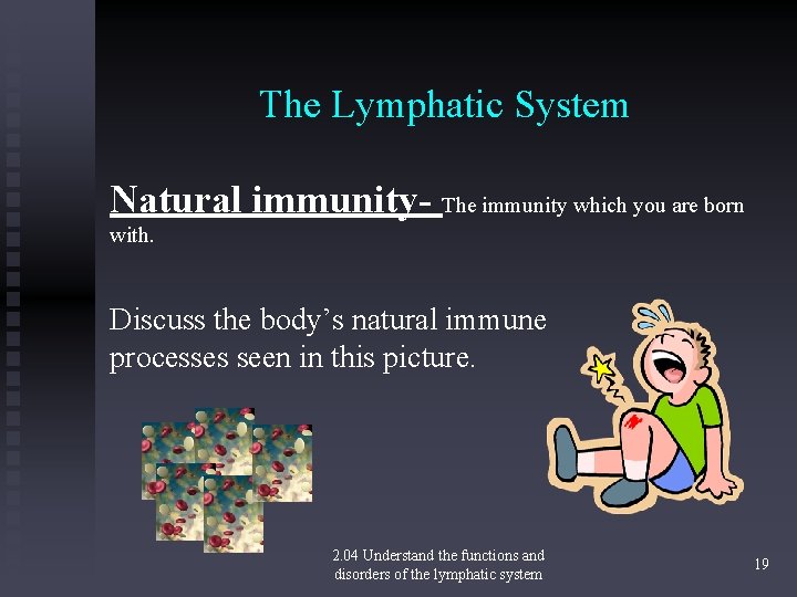 The Lymphatic System Natural immunity- The immunity which you are born with. Discuss the