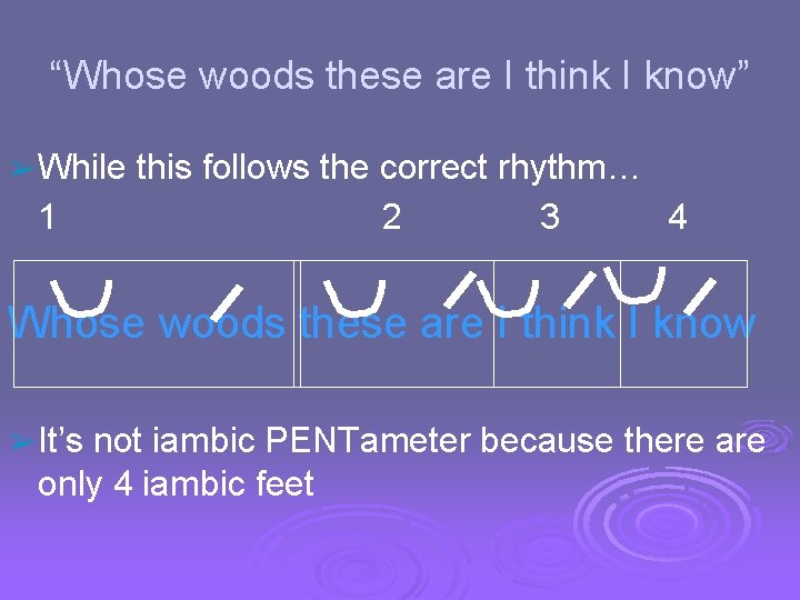 “Whose woods these are I think I know” ➢ While 1 this follows the