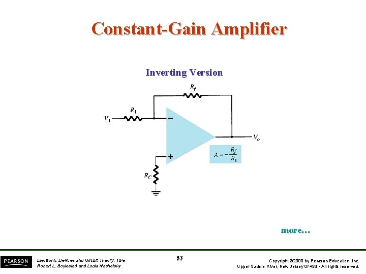 Constant-Gain Amplifier Inverting Version more… Electronic Devices and Circuit Theory, 10/e Robert L. Boylestad