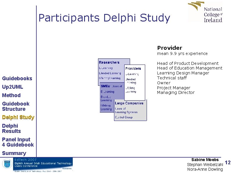 Participants Delphi Study Provider mean 9. 9 yrs experience Guidebooks Up 2 UML Method Participants Delphi Study Provider mean 9. 9 yrs experience Guidebooks Up 2 UML Method